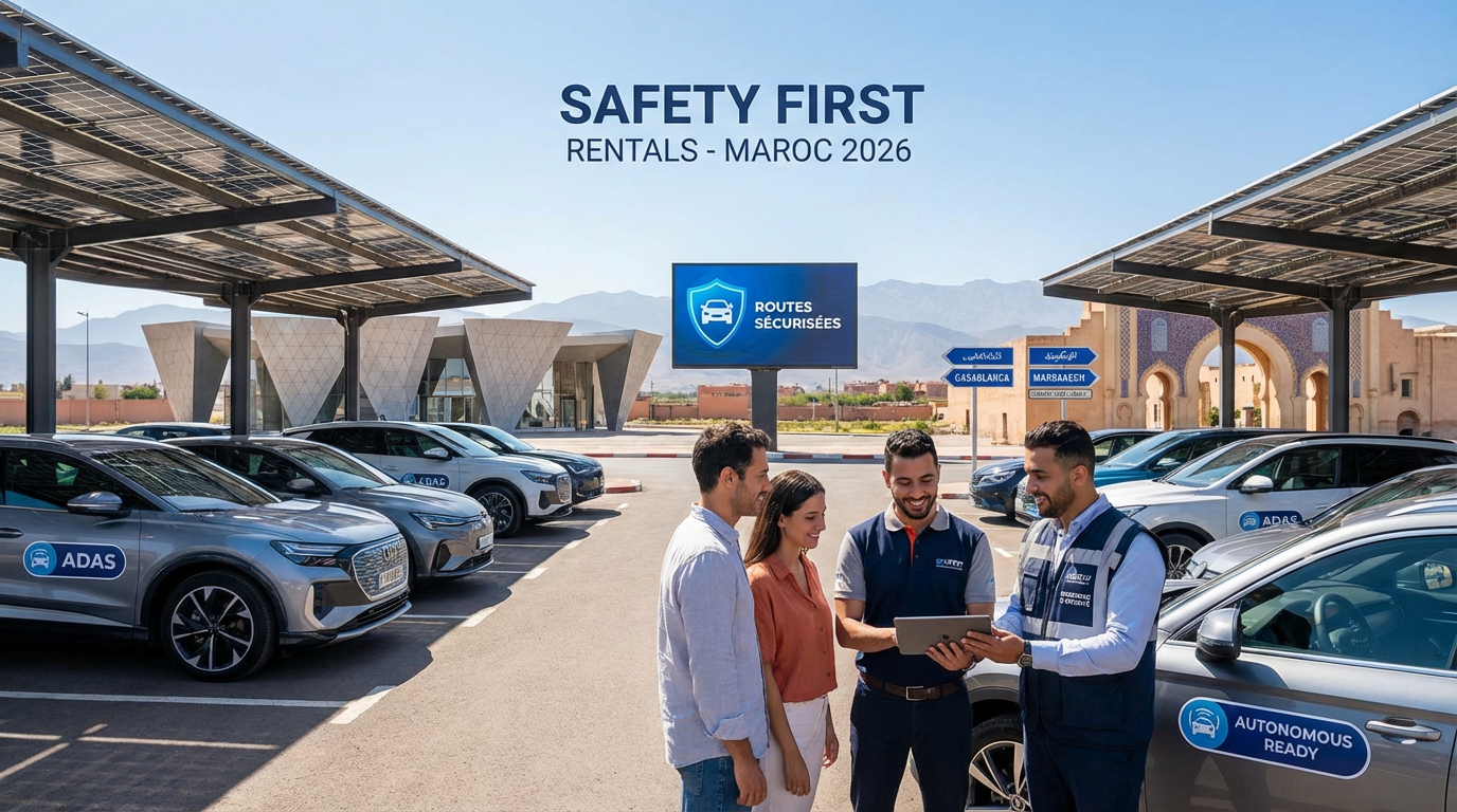 7 seater car rental Marrakech minivan parked for a family trip